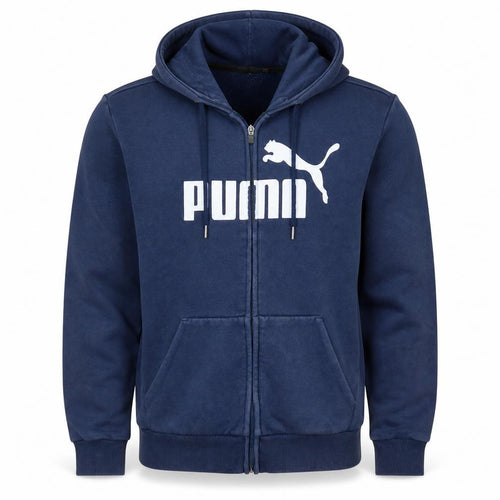 Puma Mens Blue Full Zip Hoodie Small Regular Fit Logo Sweatshirt