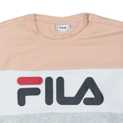 FILA Womens Peach Grey Colourblock Logo Pullover Sweatshirt M
