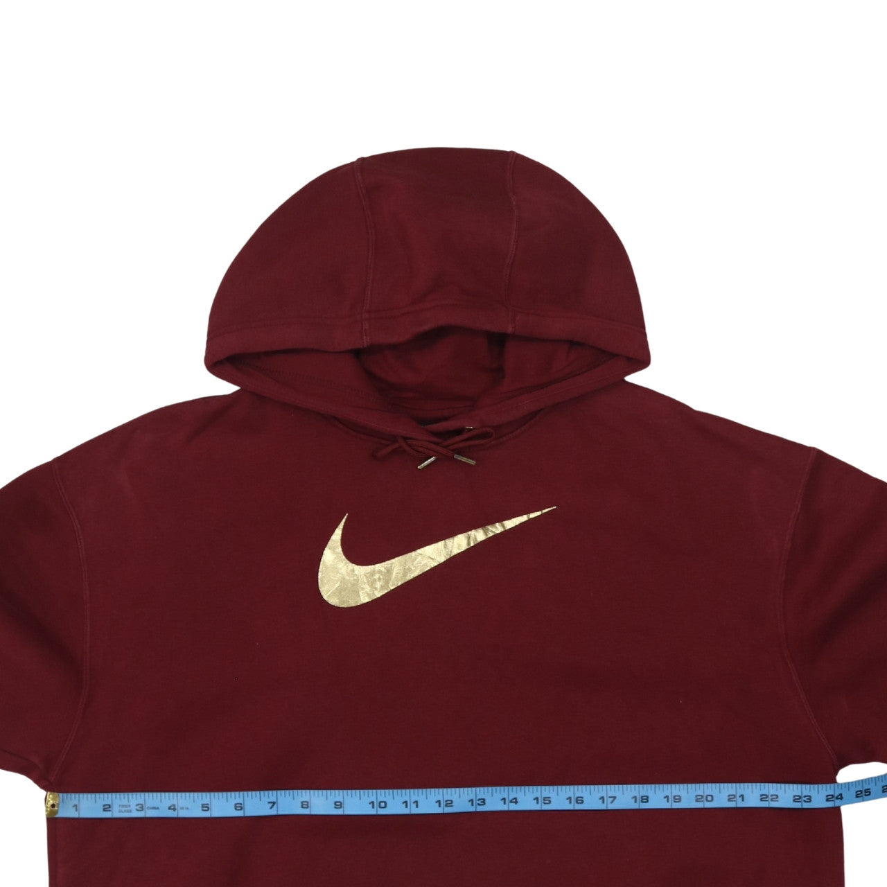 Nike Womens Burgundy Gold Logo Pullover Hoodie Size M