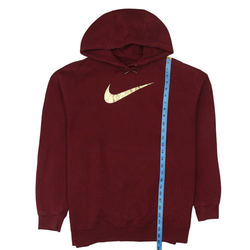 Nike Womens Burgundy Gold Logo Pullover Hoodie Size M