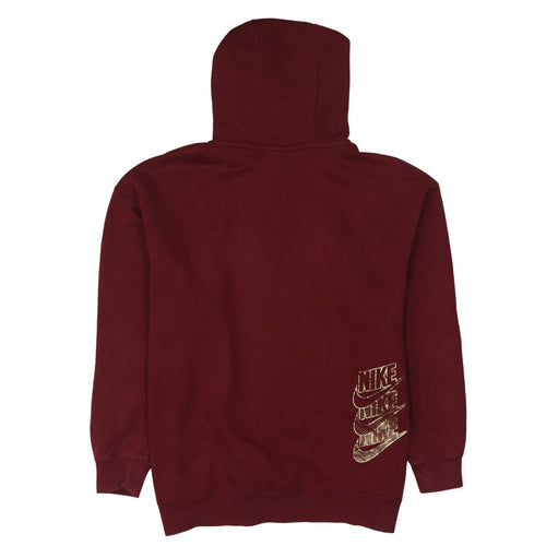 Nike Womens Burgundy Gold Logo Pullover Hoodie Size M