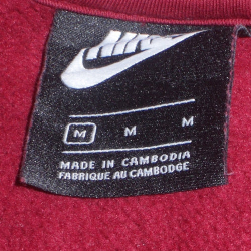 Nike Womens Burgundy Gold Logo Pullover Hoodie Size M