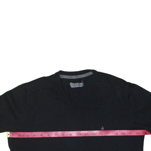 Calvin Klein Jeans Men's Black V-Neck Cotton Cashmere Jumper Size S