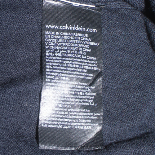 Calvin Klein Jeans Men's Black V-Neck Cotton Cashmere Jumper Size S