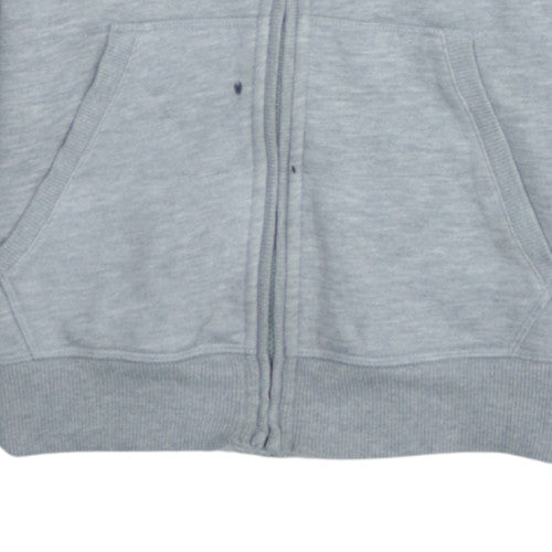 Adidas Women Grey Full Zip Hoodie Lined Cotton Blend UK 8