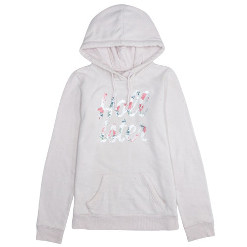 Hollister Womens Beige Floral Logo Pullover Hoodie Size S