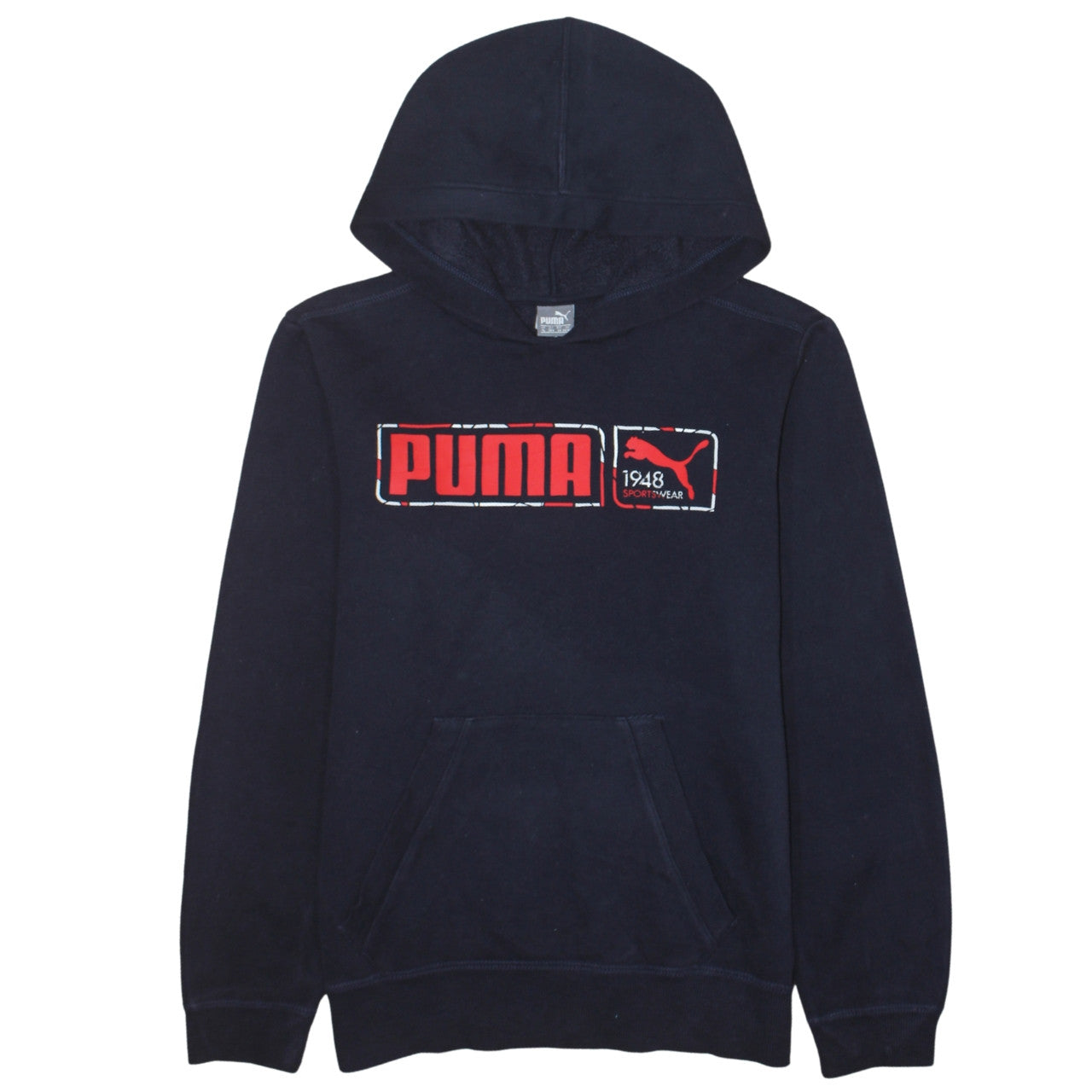 Puma Boys Navy Blue Pullover Hoodie Size 14 Years Cotton Blend Sportswear