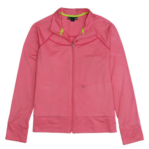 Under Armour Womens Pink Full Zip Sweatshirt Size L Semi-Fitted