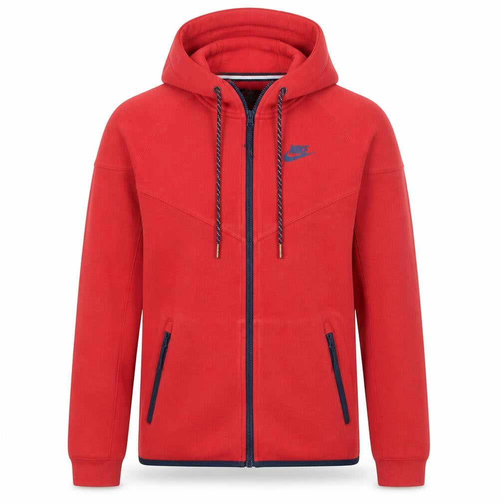 Nike Men's Red Full Zip Hooded Sweatshirt XS Fleece Sportswear