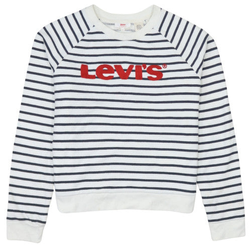 Levi's Women's Navy Stripe Crew Neck Pullover Sweatshirt Size S