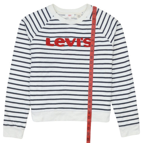 Levi's Women's Navy Stripe Crew Neck Pullover Sweatshirt Size S