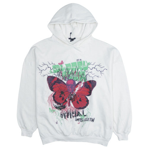 Boohoo Women's White Graphic Butterfly Pullover Hoodie Size S