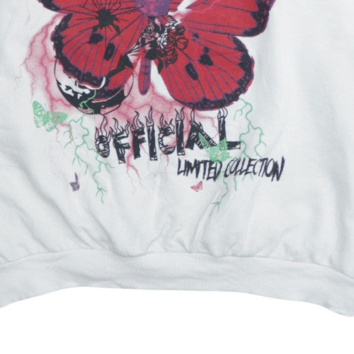 Boohoo Women's White Graphic Butterfly Pullover Hoodie Size S