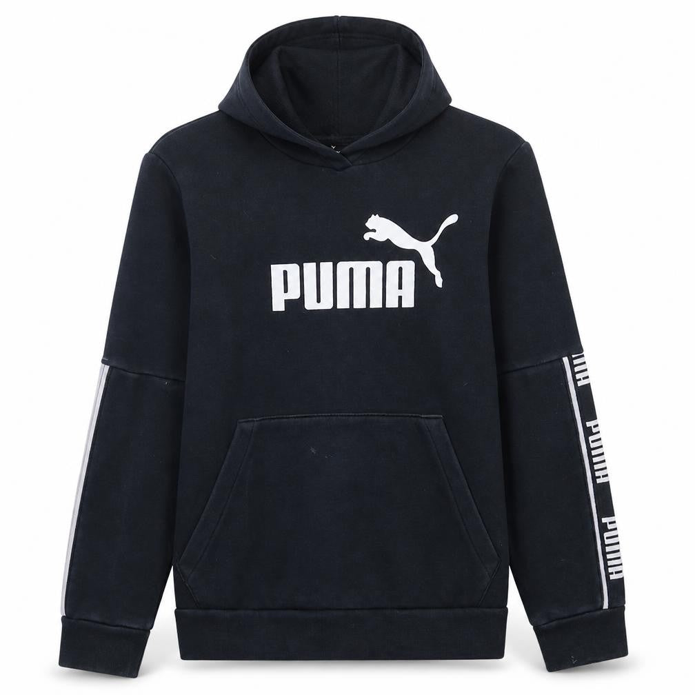 Puma Boys Black Pullover Hoodie L Logo Fleece Sportswear