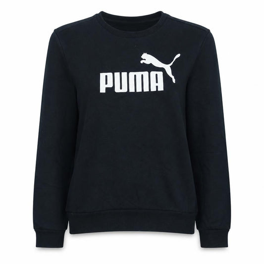 Front view of Puma Women's Black Crew Neck Pullover Sweatshirt, size M