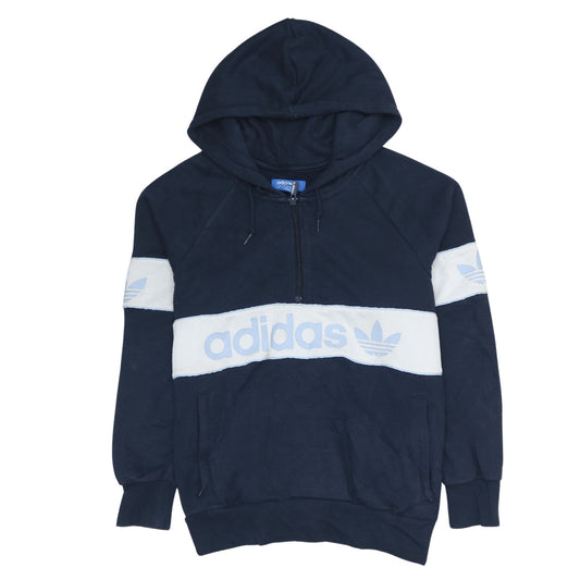 Adidas Womens Navy Blue 1/2 Zip Hooded Sweatshirt UK 10