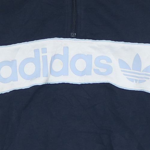 Adidas Womens Navy Blue 1/2 Zip Hooded Sweatshirt UK 10
