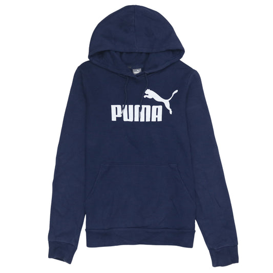 Puma Women's Blue Pullover Hoodie Size 10 Logo Print Fleece