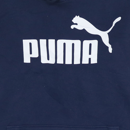 Puma Women's Blue Pullover Hoodie Size 10 Logo Print Fleece