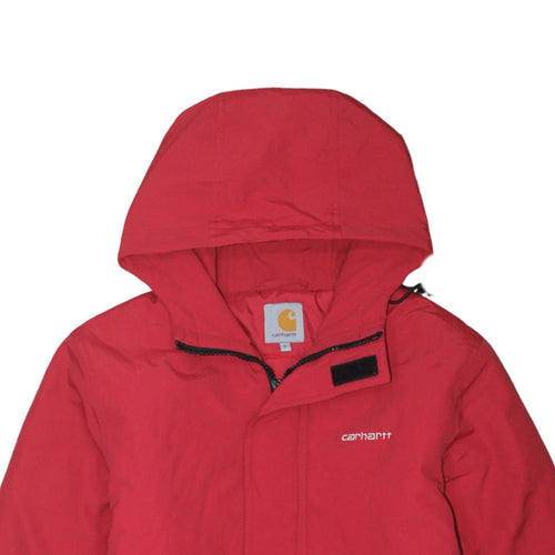 Carhartt Men's Red Hooded Nylon Winter Jacket Size S
