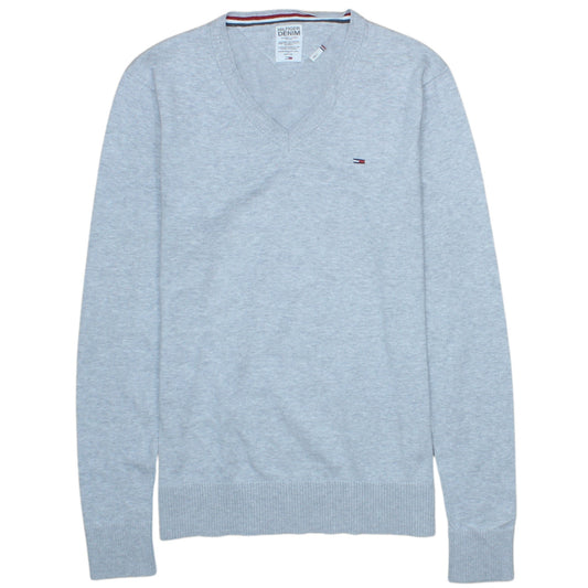 Tommy Hilfiger Men’s Grey V-Neck Cotton Jumper Size S