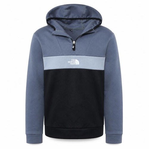The North Face Boys Grey Black Colourblock 1/4 Zip Pullover Hoodie XL