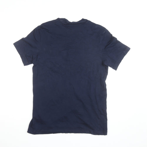 Reebok Men Blue Medium Logo Graphic Short Sleeve Cotton T-Shirt