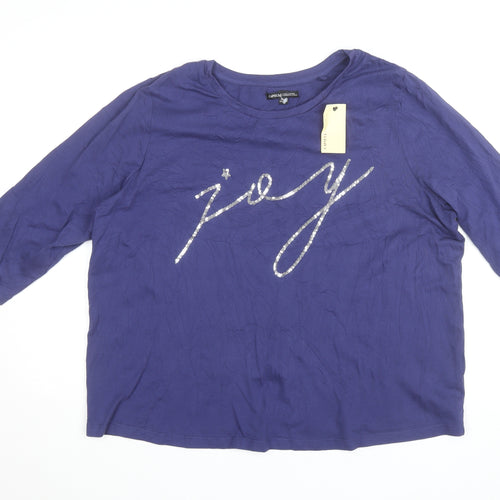 Capsule Women Blue 3/4 Sleeve Sequin Joy Cotton T-Shirt Size 22