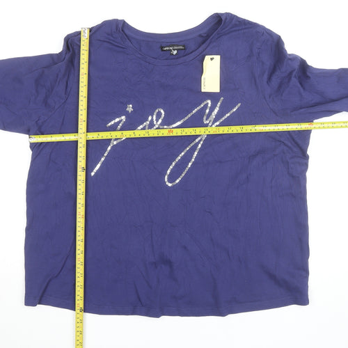 Capsule Women Blue 3/4 Sleeve Sequin Joy Cotton T-Shirt Size 22