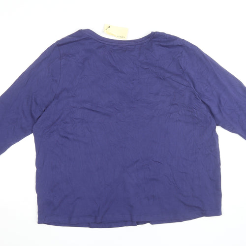 Capsule Women Blue 3/4 Sleeve Sequin Joy Cotton T-Shirt Size 22