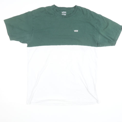 Vans Men’s Green White Colourblock Classic Fit T-Shirt Size L