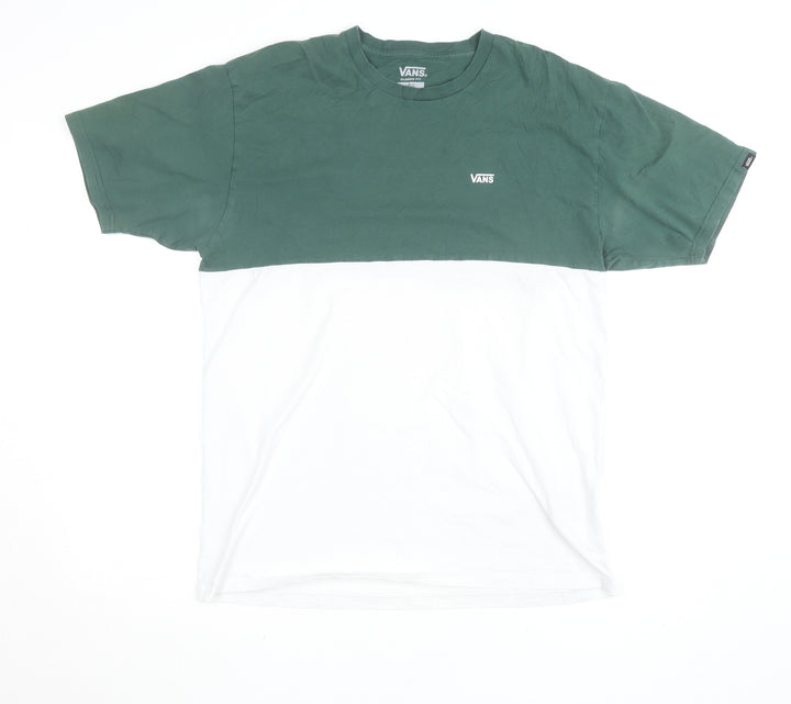 Vans Men’s Green White Colourblock Classic Fit T-Shirt Size L