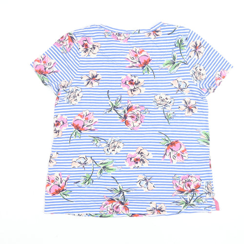 Joules Womens Blue Floral Stripe Cotton T-Shirt UK 10