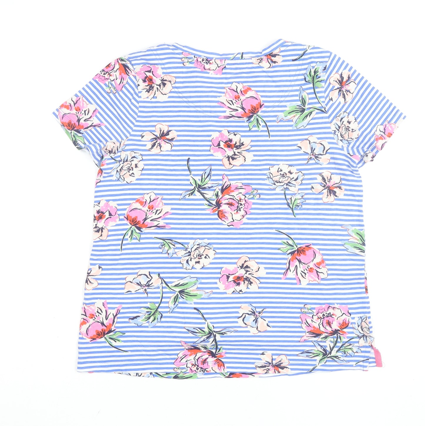 Joules Womens Blue Floral Stripe Cotton T-Shirt UK 10