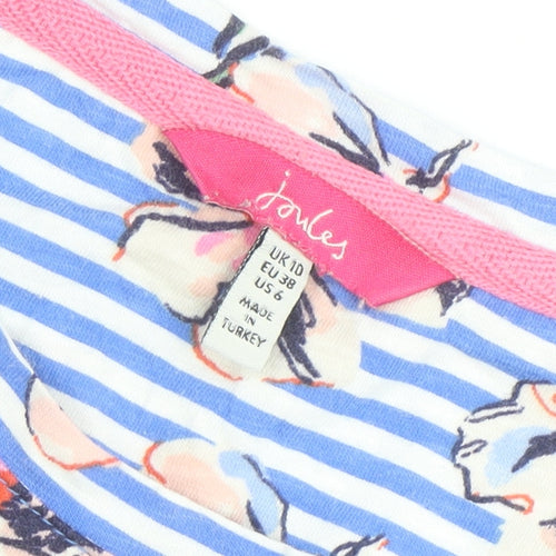 Joules Womens Blue Floral Stripe Cotton T-Shirt UK 10