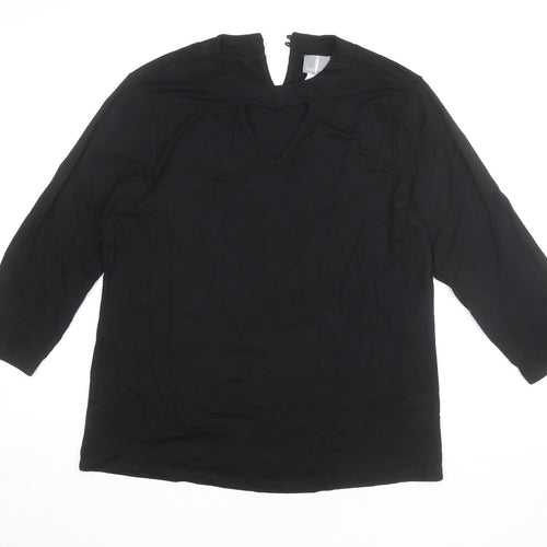 Fair Lady Womens Black Viscose 3/4 Sleeve Blouse Size 14