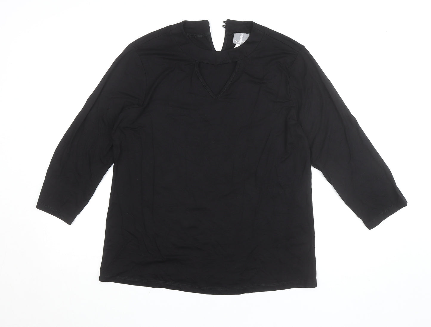 Fair Lady Womens Black Viscose 3/4 Sleeve Blouse Size 14