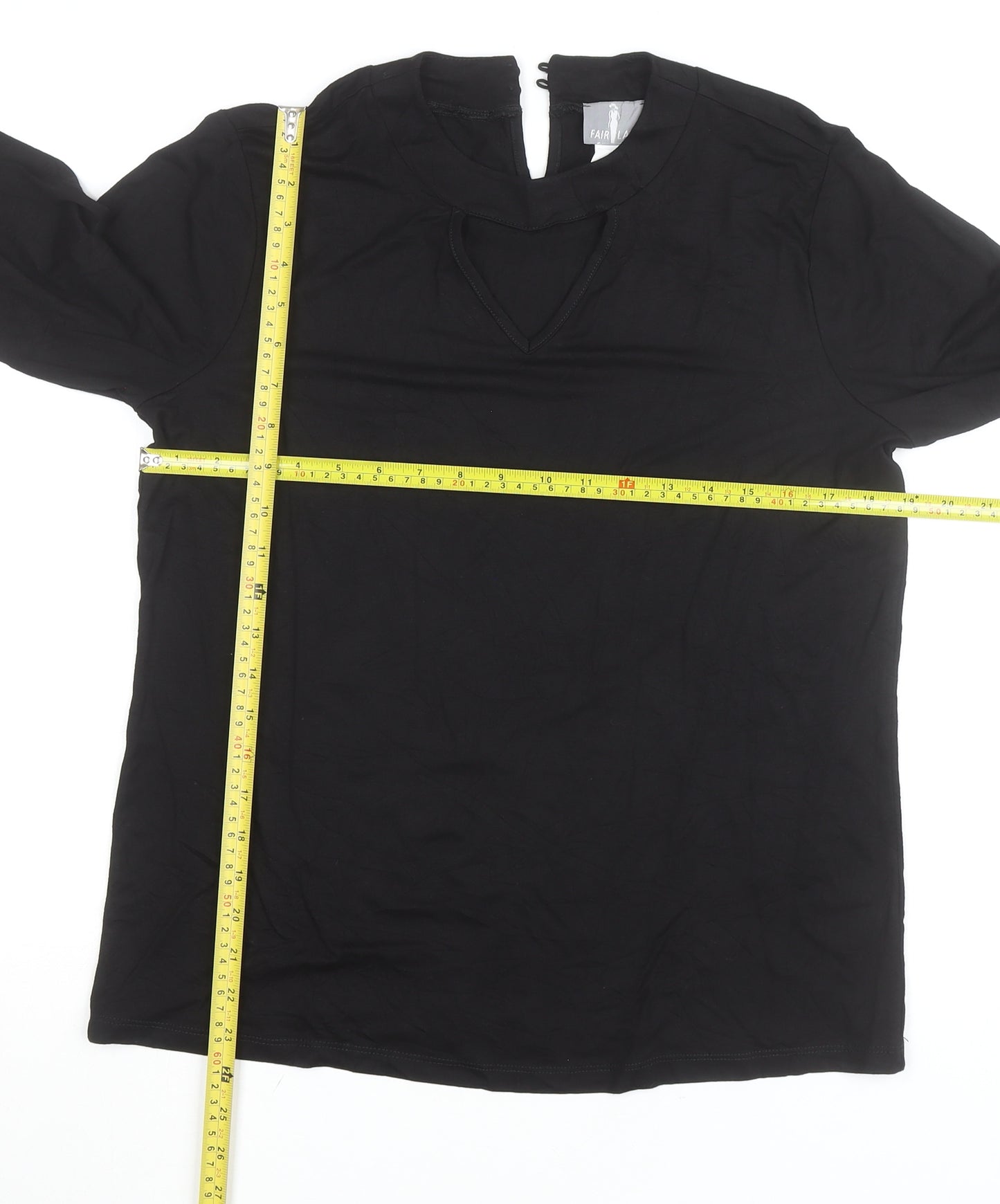 Fair Lady Womens Black Viscose 3/4 Sleeve Blouse Size 14