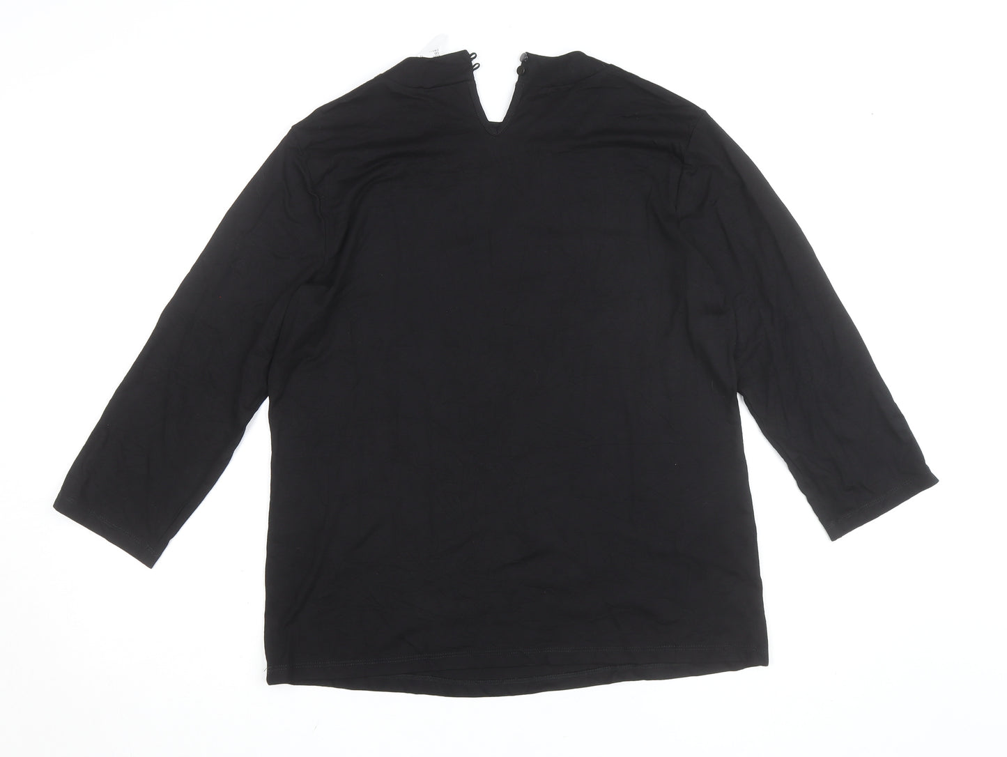 Fair Lady Womens Black Viscose 3/4 Sleeve Blouse Size 14