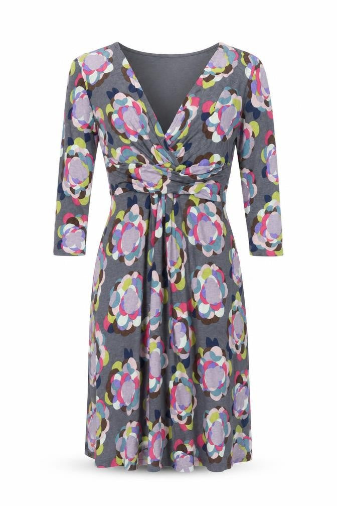 Front view of Boden Women’s Multicoloured Viscose Wrap Dress, size UK 12