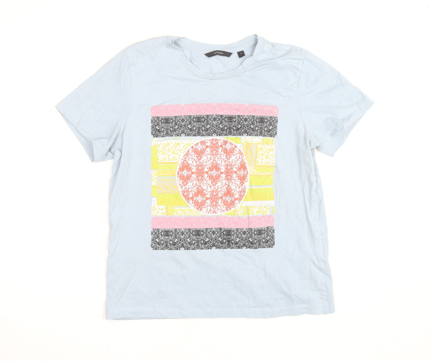 Vero Moda Women's Blue Graphic Cotton T-Shirt Size M