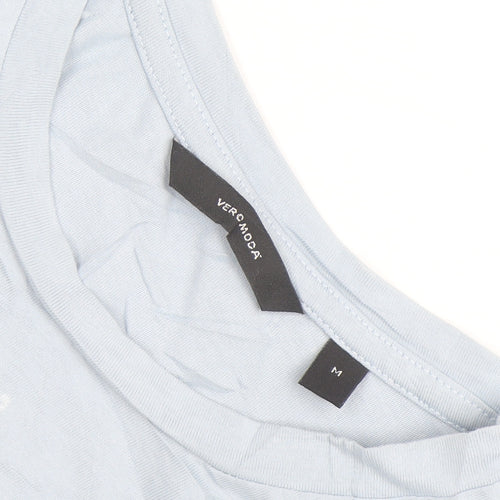 Vero Moda Women's Blue Graphic Cotton T-Shirt Size M