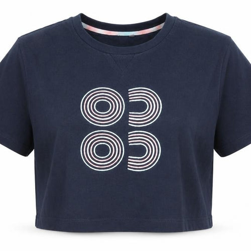 Sweaty Betty Womens Blue XS Cropped Geometric Cotton T-Shirt