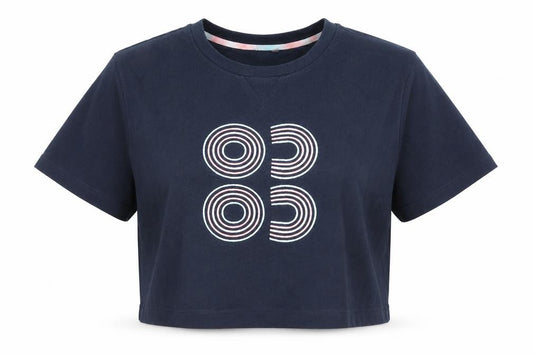 Sweaty Betty Womens Blue XS Cropped Geometric Cotton T-Shirt