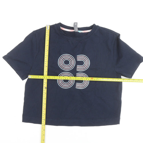Sweaty Betty Womens Blue XS Cropped Geometric Cotton T-Shirt