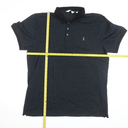 Next Men's Blue Regular Fit Geometric Cotton Polo Shirt XL