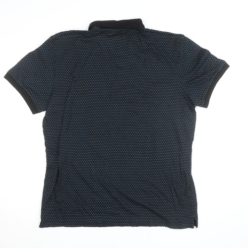 Next Men's Blue Regular Fit Geometric Cotton Polo Shirt XL