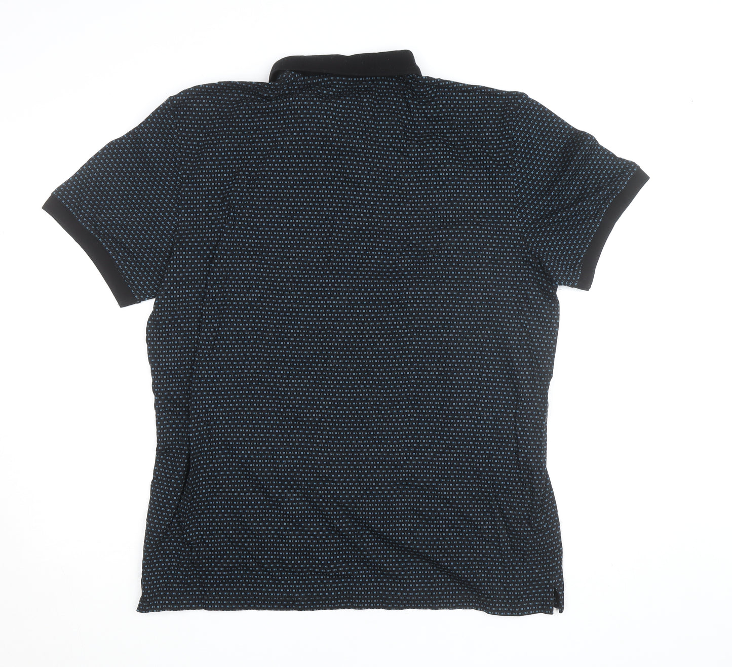Next Men's Blue Regular Fit Geometric Cotton Polo Shirt XL