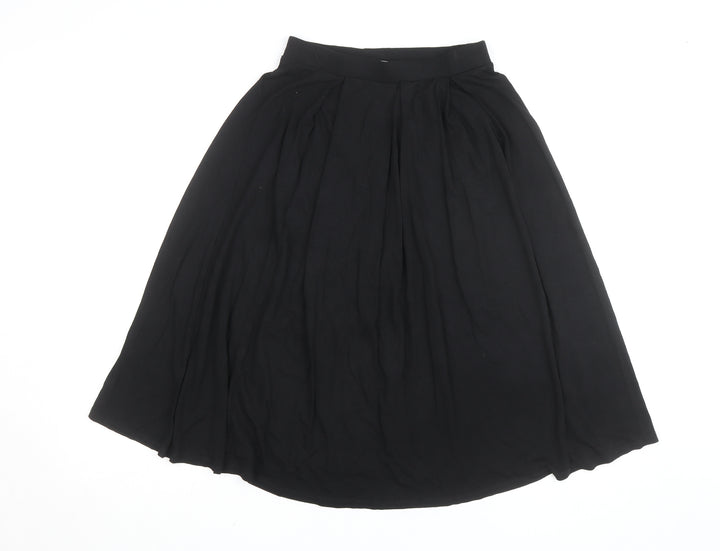 ASOS Women’s Black Midi A-Line Skirt Size 8 Stretch Viscose Jersey
