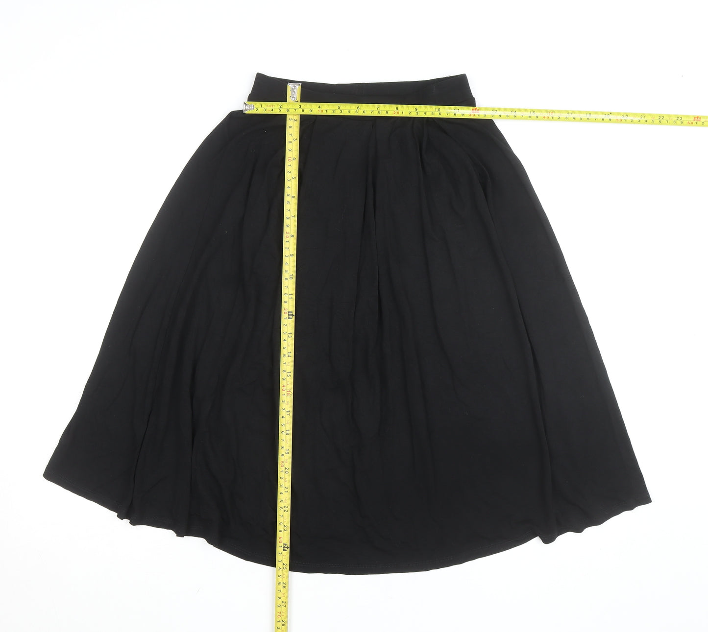 ASOS Women’s Black Midi A-Line Skirt Size 8 Stretch Viscose Jersey